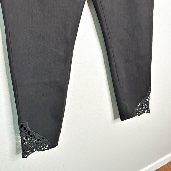 Soft Surroundings Black Straight Ankle Jeans Lace Crochet Ankle women’s size 14 - Picture 5 of 14